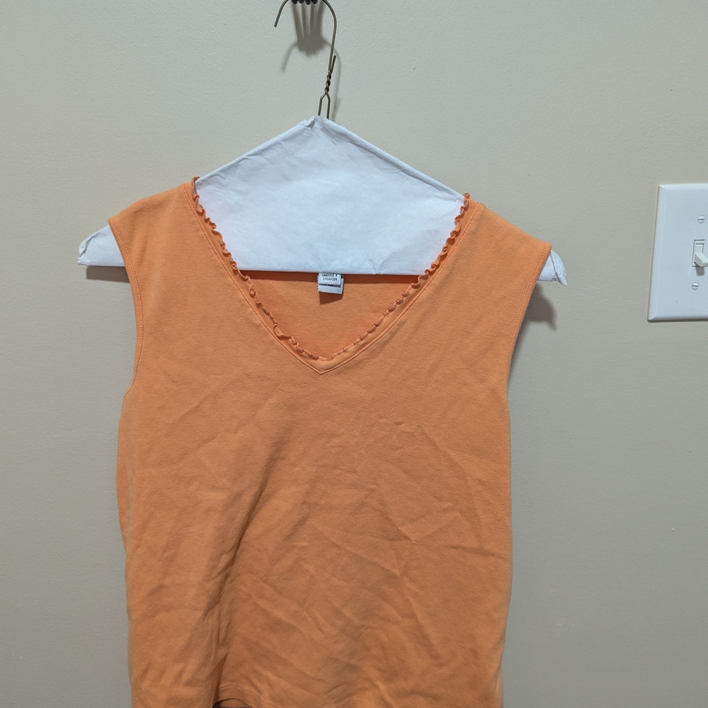 Talbots Lettuce Edge Orange Sleeveless Top